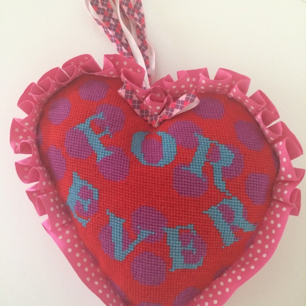 2 Hand stitched Valentine's Hearts